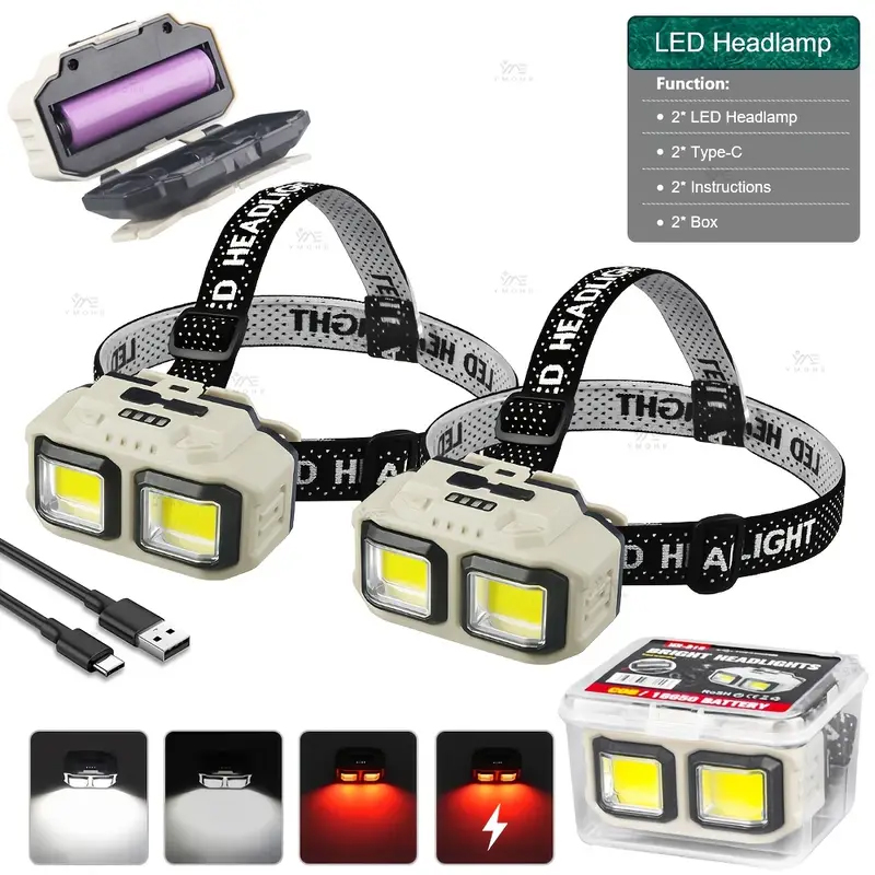 COB LED Headlamp Rechargeable  - Headlamp Waterproof Rechargeable 评论和价格