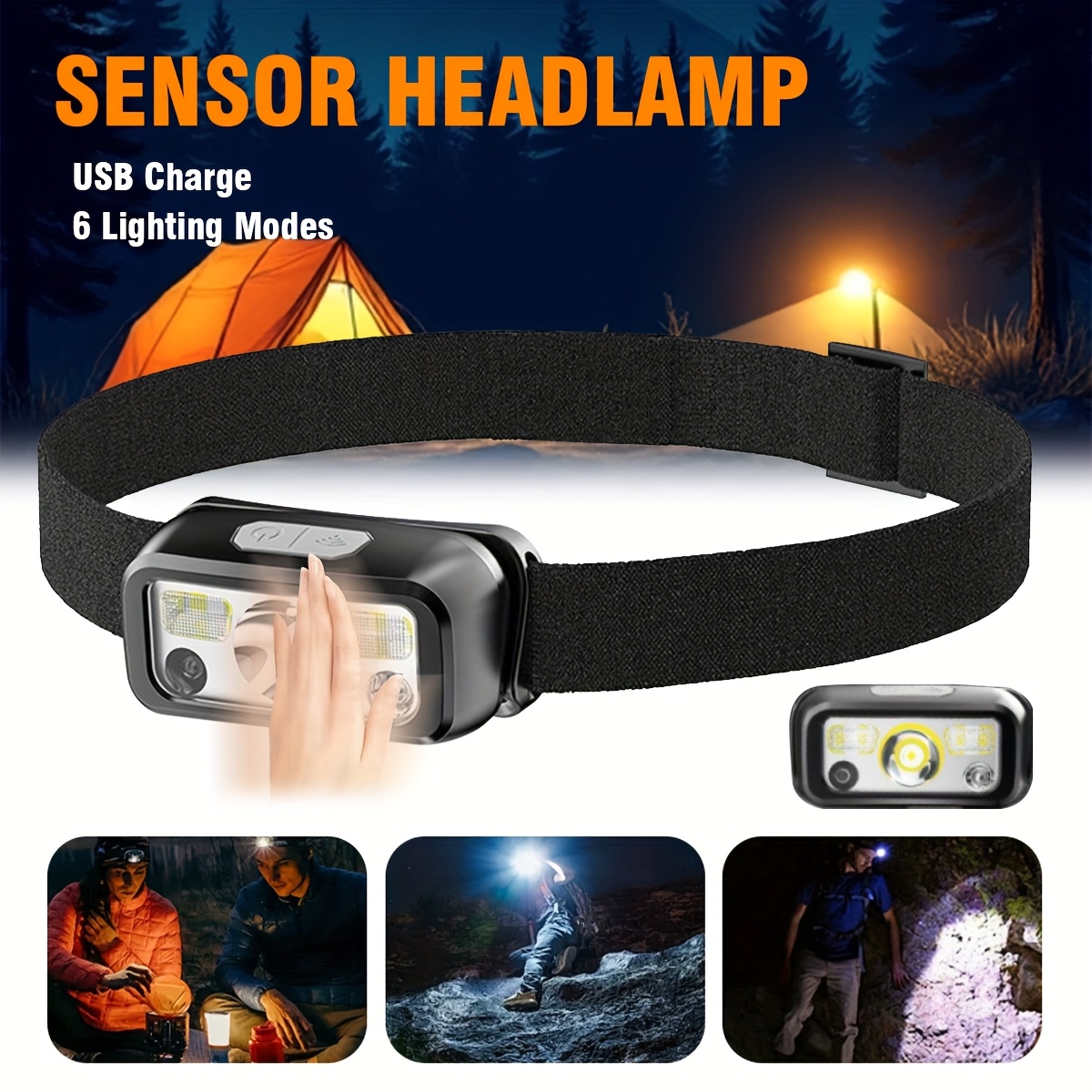 Powerful COB LED Sensor Headla - Headlamp Waterproof Rechargeable 评论和价格