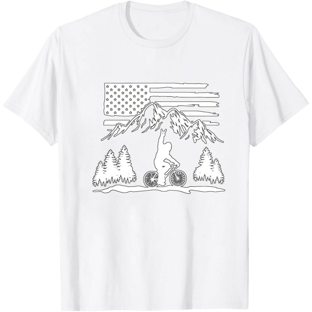 Mountain Biking Usa Flag Men T - Outdoor Adventure Usa 评论和价格