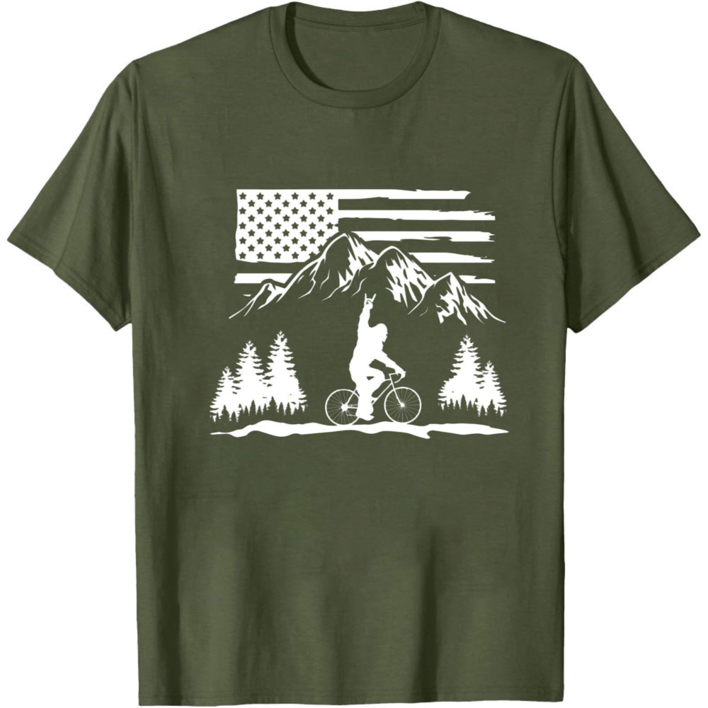 Mountain Biking Usa Flag Men T - Outdoor Adventure Usa 评论和价格