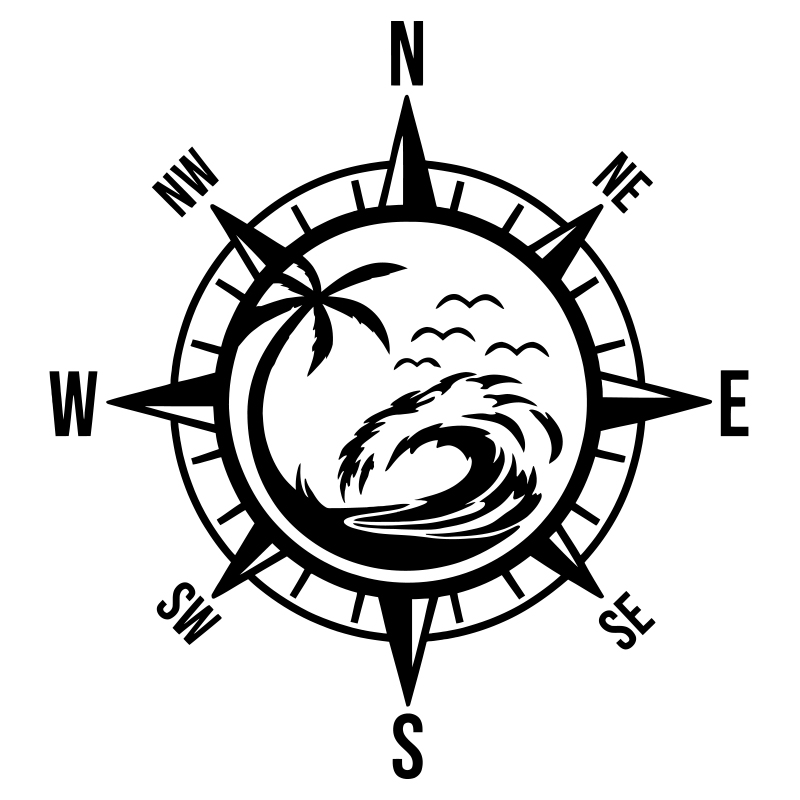 Nautical Compass Palm Tree Wav - Outdoor Adventure Words 评论和价格